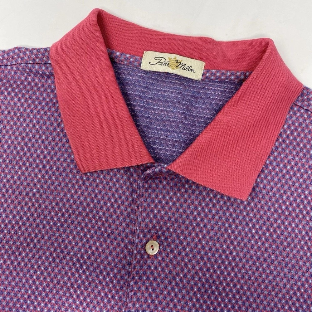Peter Millar Purple Polo Shirt Mens Size L Double Mercerized Cotton - Picture 4 of 5
